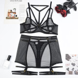 Sexy Lingerie Three-Piece Mesh Patchwork Sexy Clothes