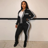 Custom Logo Women's Customized Printing Fashion Casual Patchwork Tracksuit Two-Piece Pants Set