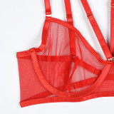 Sexy Lingerie Three-Piece Mesh Patchwork Sexy Clothes