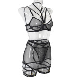 Sexy Lingerie Three-Piece Mesh Patchwork Sexy Clothes