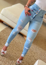 Fall High Waist Slim Fit Denim Pants Women's Ripped Tight Jeans Fall High Waist Slim Fit Denim Pants Women's Ripped Tight Jeans