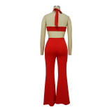Women's Nightclub Sexy Cutout Halter Neck Wide Leg Jumpsuit