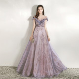 Formal Party Evening Dress Girl Chic Sequin Trailing Dress（Processing time need 3-6 days）