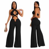 Women's Nightclub Sexy Cutout Halter Neck Wide Leg Jumpsuit