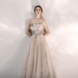 Elegant Strapless Long Slim Fit Bridesmaid Beaded Formal Party Evening Dress For Women（Processing time need 3-6 days）