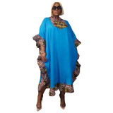 Ruffle Print Patchwork Plus Size Loose Dress Club Dress Robe