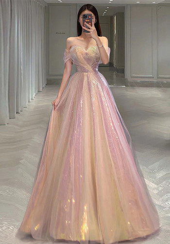 Bride Mesh Slim Fit Formal Party Mermaid Off Shoulder Evening Dress Female（Processing time need 3-6 days）