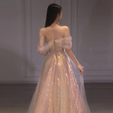 Bride Mesh Slim Fit Formal Party Mermaid Off Shoulder Evening Dress Female（Processing time need 3-6 days）
