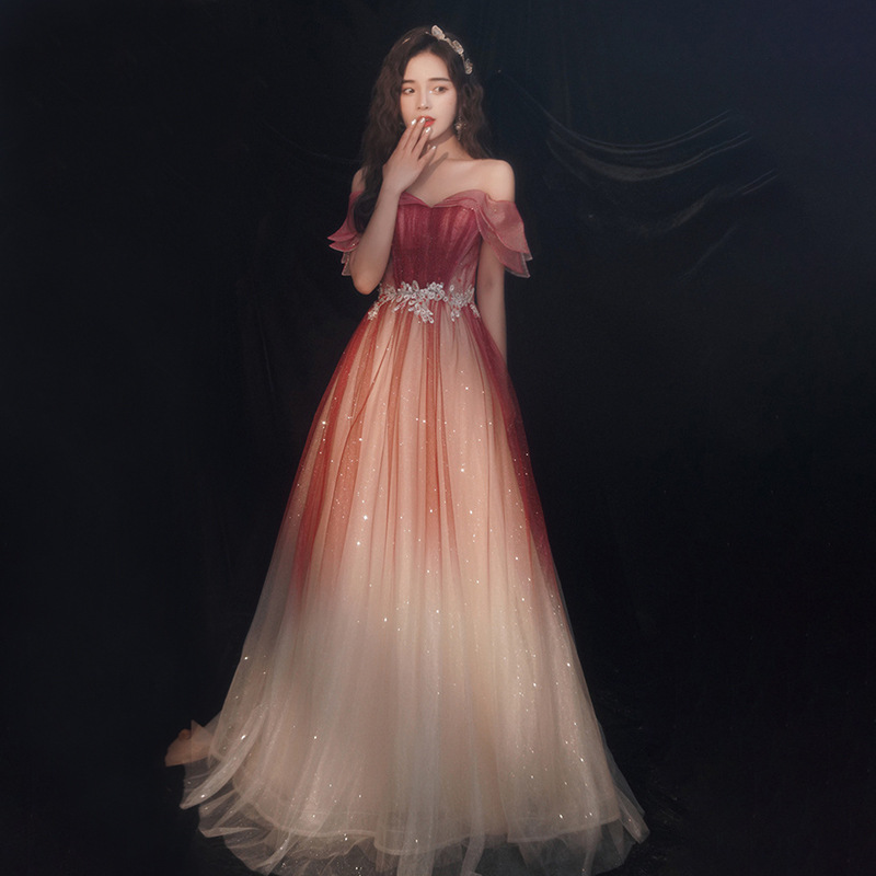 Off Shoulder Evening Dress Women Wedding Formal Party Dress Slim Fit Strapless Bridal Dress(Processing time need 3-6 days)