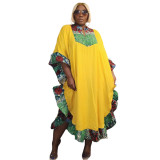 Ruffle Print Patchwork Plus Size Loose Dress Club Dress Robe