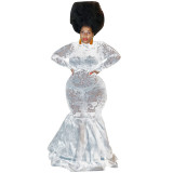 Plus Size Women See-Through Lace Bodycon Dress