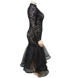 Plus Size Women See-Through Lace Bodycon Dress