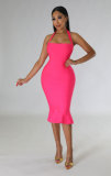 Summer Ladies Sexy Halter Neck Bodycon Dress