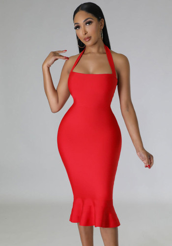Summer Ladies Sexy Halter Neck Bodycon Dress