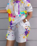 Summer home short-sleeved shorts printed suit for women