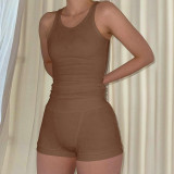 Women's Cozy Casual Cotton Ribbed Solid Two-Piece Set