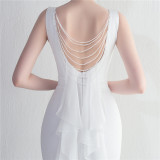 beaded satin plus chiffon wedding dinner etiquette sexy dress
