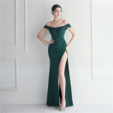 Off Shoulder Slit Sexy Club Dress Wedding Dinner Off Shoulder Dress