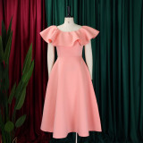 Women's Summer Fashion Chic Ruffle Formal Party Gown Dress
