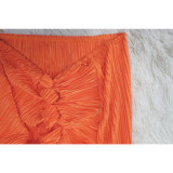 Pleated Sexy Low Back Camisole Top Split Pleated Skirt Set