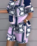 Summer home short-sleeved shorts printed suit for women