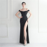 Off Shoulder Slit Sexy Club Dress Wedding Dinner Off Shoulder Dress