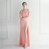 Off Shoulder Slit Sexy Club Dress Wedding Dinner Off Shoulder Dress
