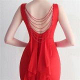 beaded satin plus chiffon wedding dinner etiquette sexy dress