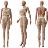 Women Sexy Crochet Beach Cover Up Beach Two-Piece Set