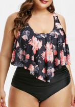 Plus Size Women Printed Stripe Bikini Two Pieces Plus Size Women Printed Stripe Bikini Two Pieces