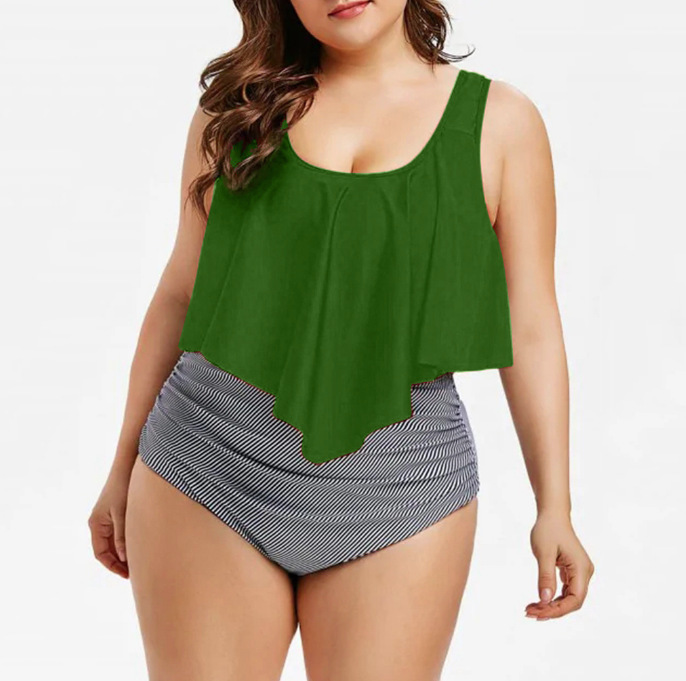 Plus Size Printed Stripe Two-Piece Bikini