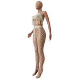 Women Sexy Crochet Beach Cover Up Beach Two-Piece Set