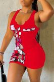 Women Summer Print Sleeveless Mini Dress