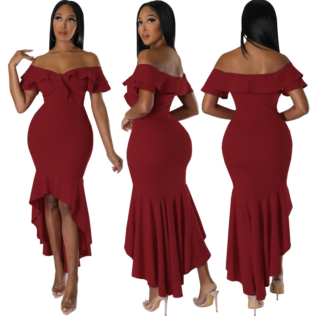 Women Sexy Solid Strapless Dress