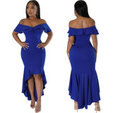 Women Sexy Solid Strapless Dress