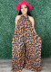 Plus Size Women Casual Print Jumpsuit