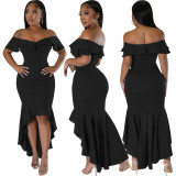 Women Sexy Solid Strapless Dress