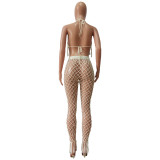 Women Sexy Crochet Beach Cover Up Beach Two-Piece Set