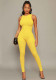 Women Sexy Solid Sleeveless Round Neck Jumpsuit