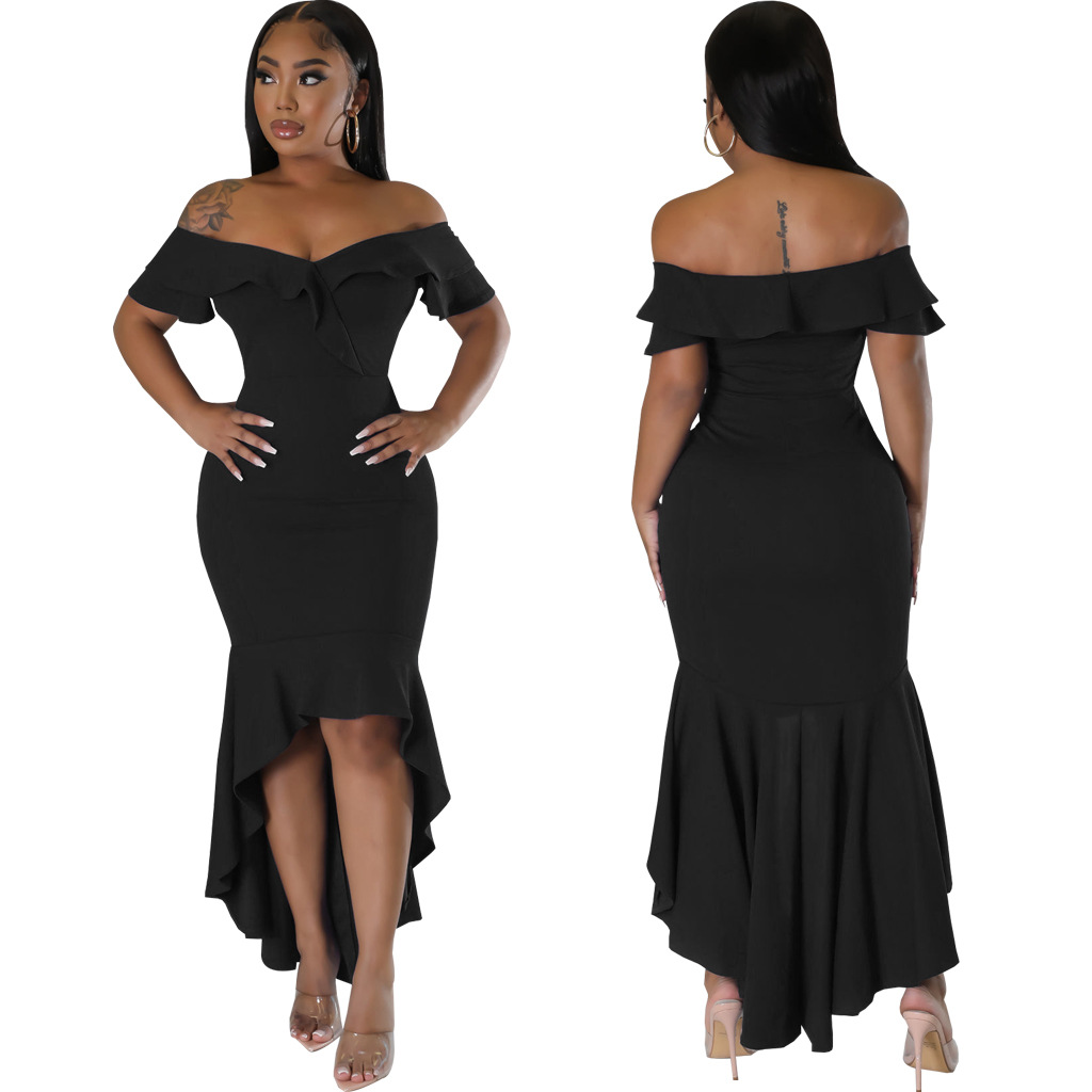 Women Sexy Solid Strapless Dress