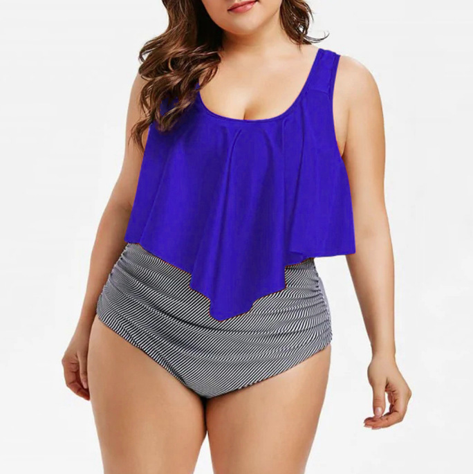 Plus Size Printed Stripe Two-Piece Bikini