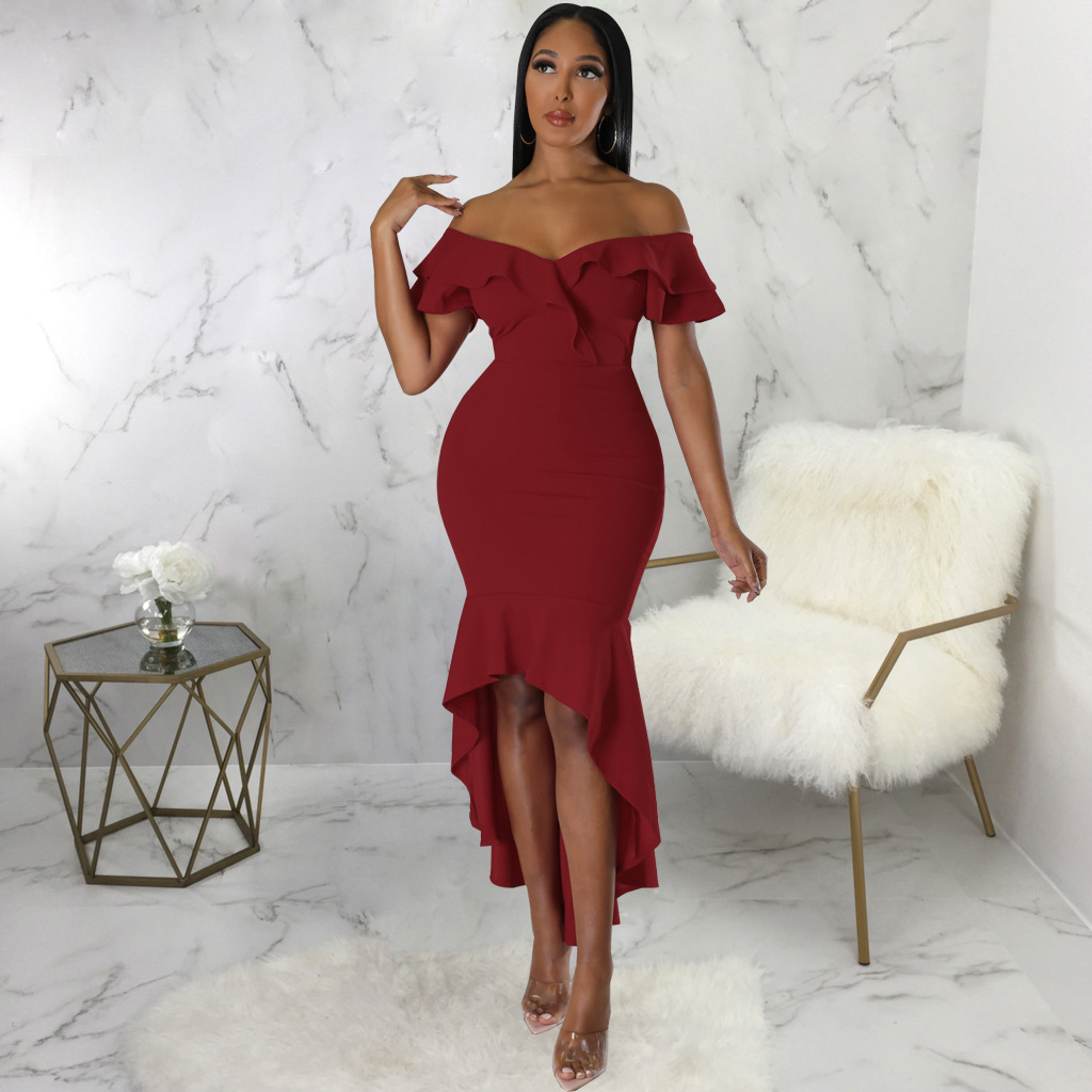 Women Sexy Solid Strapless Dress