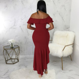 Women Sexy Solid Strapless Dress