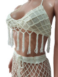 Women Sexy Crochet Beach Cover Up Beach Two-Piece Set