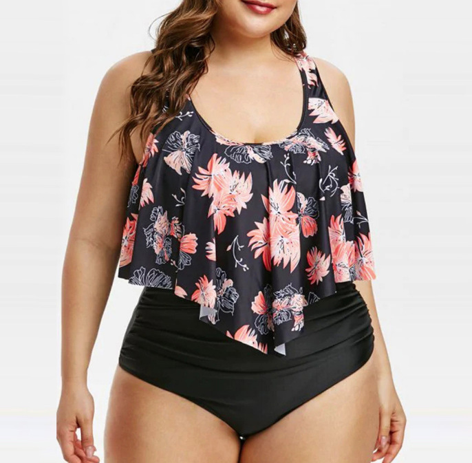 Plus Size Printed Stripe Two-Piece Bikini