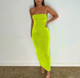 Sexy Slim Long Dress Lace up Low Back Bodycon Long Dress Women