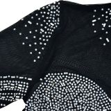 Women's Fashion Solid Color Mesh Beaded Long Sleeve Dress