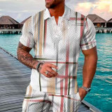 Men's Summer Fashion Casual 3D Printed Polo Shirt Turndown Collar Casual Short Sleeve