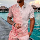 Men's Summer Fashion Casual 3D Printed Polo Shirt Turndown Collar Casual Short Sleeve