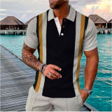 Men's Summer Fashion Casual 3D Printed Polo Shirt Turndown Collar Casual Short Sleeve